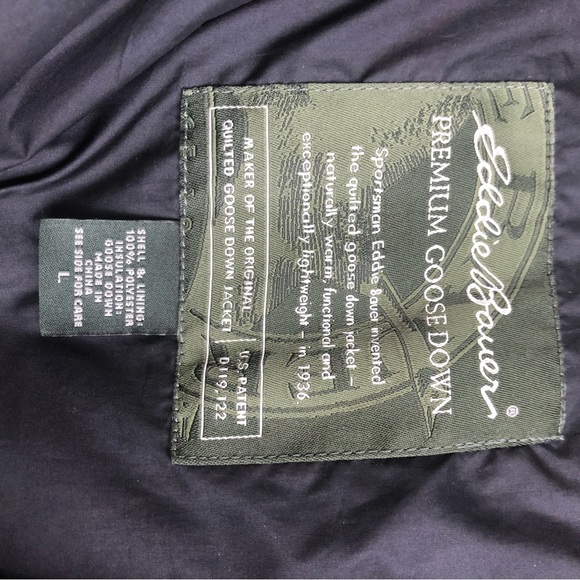 Eddie Bauer PREMIUM goose down winter black jacket Sz L - Picture 9 of 12